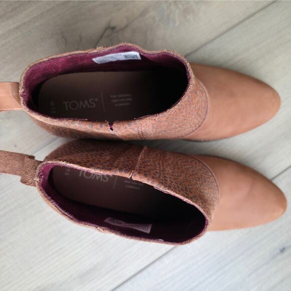 Toms Tan Oiled Nubuck Cheetah Suede Leilani Booties Women Sz 7.5 US - Picture 7 of 12